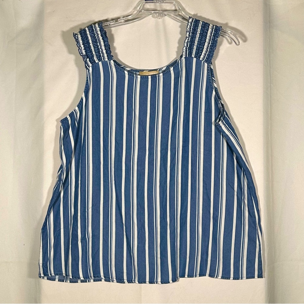 Appraisal Blue and‎ White striped sleeveless blouse Women’s Large